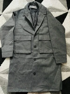 ADPT OVERSIZED WOOL MIX OVERCOAT WITH POCKETS IN DARK GREY SIZE S - Picture 1 of 4