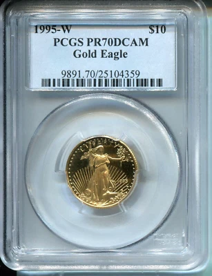 1995-W $10 GOLD EAGLE 1/4 Oz. PCGS PF70 PROOF COIN PR70 PERFECT ! - Image 1 of 2