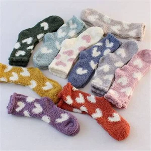 Winter Socks Gift Ladies Fluffy One Size Warm Lounge Bed Soft Cosy Socks Heart - Picture 1 of 18