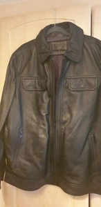 Black Leather Bomber Jacket XL new unused - Picture 1 of 6