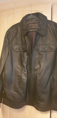  Black Leather  Bomber Jacket  XL new unused - Image 1 of 4