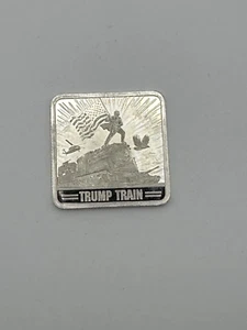 TRUMP TRAIN 1 OZ SILVER SQUARE 0.999 DISCONTINUED ART BAR! - Picture 1 of 3