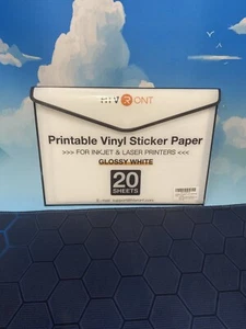 20 Sheets Glossy Clear Printable Vinyl Sticker Paper for Inkjet & Laser Printer - Picture 1 of 2
