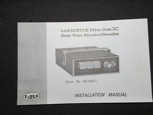 Lafayette Priva Com3C Manual del Propietario Doble Tono Codificador Decodificador Original - Imagen 1 de 3