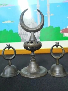 Antik Stil Messing Halbmond Alam - Endstück Ornament | Ottoman Wohndeko 3 Teile - Bild 1 von 5