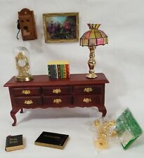 Miniature Dollhouse 1:12 Scale Side Board, Clock, Lamp, Bible, Fox Hunt picture