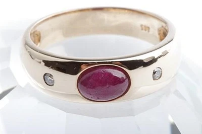 Rubin Diamant Brillant Ring 585 14K Gelbgold Gr. 58 - - Bild 1 von 4