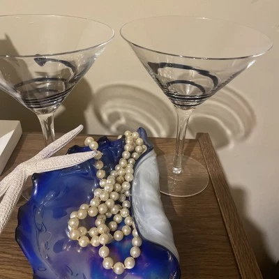 Luigi Bormioli Blue SWIRL Martini Glass Goblet (s) LOT OF 2 - Image 1 of 4