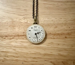 NWOT Steampunk Bicycle Watch Pendant On 30” Chain Necklace - Picture 1 of 3