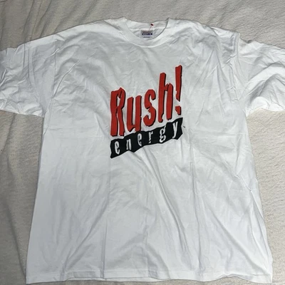 Rush! Camiseta Energy Drink XL On Befy Etiqueta Hanes. Blanco Rojo Negro Foto 1 de 4