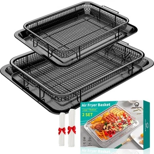Air Fryer Korb, 2 Set Air Fryer Pfanne und Crisper Tablett für Backofen, Antihaft Ov... - Bild 1 von 8