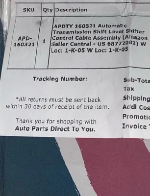 APDTY 160321 Automatic Transmission Shift Lever Shifter Control Cable Assembly - Image 1 of 4