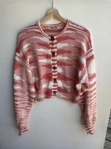 Ciao Lucia Varese Jacquard Strick Cardigan in Rosa und Weiß Größe L - Bild 1 von 10