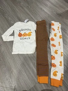Nuevo Conjunto de Pijama PJS Unisex Calabaza Acción de Gracias Azul Marino Antiguo 3 Piezas Talla 5T Nuevo con Etiquetas - Imagen 1 de 2