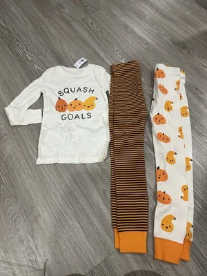 Nuevo Conjunto de Pijama PJS Unisex Calabaza Acción de Gracias Azul Marino Antiguo 3 Piezas Talla 5T Nuevo con Etiquetas Foto 1 de 2