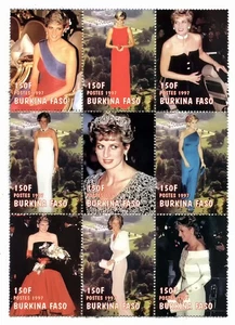 PLIEGO SELLOS NUEVOS SIN FIJASELLOS LADY DI PRINCESA DE GALES BURKINA FASO 1997 - Picture 1 of 2