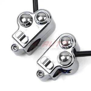 For Yamaha Universal 1'' Handlebar Control Switch Motorcycle Start Button Chrome - Picture 1 of 12