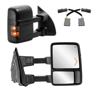 Tow Mirrors Compatible for 1999-2007 Ford F250 F350 F450 F550 Super Duty Blac... - Picture 1 of 7