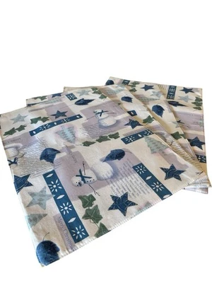 Snowman Christmas Placemats, Blue & White.  - Image 1 of 4