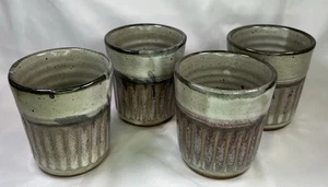 4 OOAK Studio Kunstkeramik Keramik von Hand geworfen 6 Unzen BECHER signiert 3,75 Zoll - Bild 1 von 21