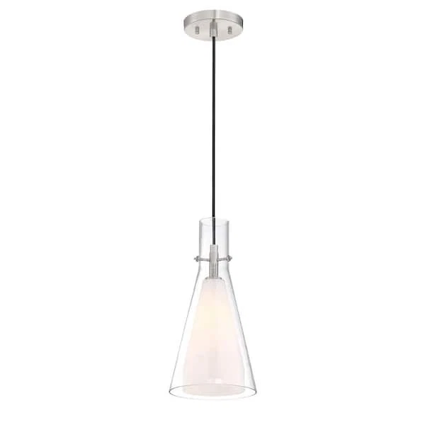 Colgante George Kovacs Cónico 1 Luz Níquel Cepillado con Vidrio Ópalo Grabado Foto 1 de 1