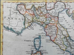 Italia Italia 1802 antiguo grabado precioso mapa miniatura color mano - Imagen 1 de 3