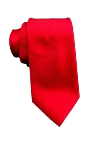 Club Room Neck Tie 3.5" Wide 61" Long Red 100% Silk Striped Embroider Textured - Picture 1 of 7