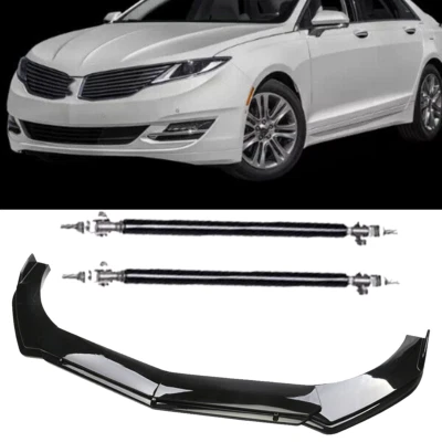 Front Bumper Lip Splitter Spoiler +Strut Rods Bar Rods For Lincoln MKZ Body Kit - Изображение 1 из 4