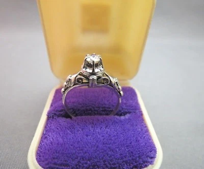 Anillo Diamante Platino Inspirado Victoriano Talla 6 Elegante Pergamino Trabajo Abierto 4 Gramos Foto 1 de 4