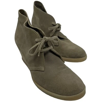 J.Crew 靴子女式 10 码 Chukka 楔形棕褐色麂皮绒皮革 — 第 1/4 张图片