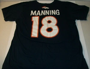 Camiseta del equipo azul grande gráfica de los Denver Broncos "# 18 Manning" - Imagen 1 de 4