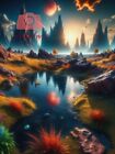 Digitales Bild Bild Tapete Hintergrund Desktop KI Kunst 4 x Alien Welt Mond