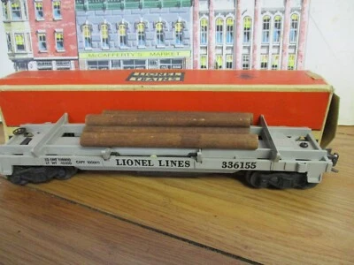 VINTAGE LIONEL O GAUGE No. 3361X OPERATING LUMBER CAR w/5 LOGS & ORIGINAL BOX - Image 1 of 4