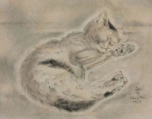 Leonard Tsuguharu Foujita Sleeping Kitten Canvas Print 16 x 20 - Picture 1 of 4