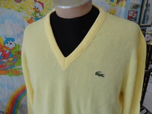 Maglione vintage IZOD Lacoste giallo chiaro scollo a V taglia XL - Foto 1 di 3