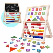 Wooden Abacus Magnetic Drawing Board Montessori Toys with Whiteboard Blackboard