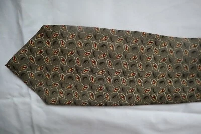 Corbata de cuello COACH de seda verde salvia con patrón de hojas pequeñas Foto 1 de 3