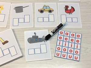 Juego de tarjetas con marcos de fonemas CVC Words y azulejos de letras móviles - LAMINADO - Imagen 1 de 8