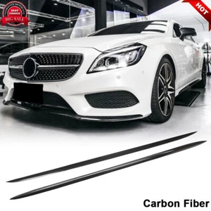 Para Benz W218 CLS400 500 CLS63 14-18 FIBRA DE CARBONO REAL Faldas laterales Labio de extensión - Imagen 1 de 12