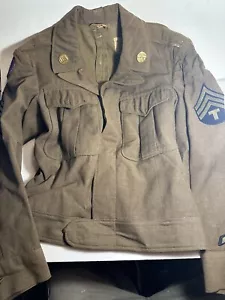 WWII US 3rd Army T Technician Fourth Grade Jacket Field Wool 1945 Size 36R - Picture 1 of 10