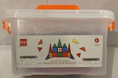 32-Piece Colorful Kids Mini Magnetic Tiles Educational STEM Toy Set W/ Carrying - Image 1 of 4