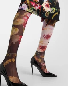 Dolce & Gabbana Floral Printed Tulle Tights - Picture 1 of 6