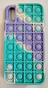 Pop It 3D Fidget Iphone XR Phone Case Kids Push Bubble Silicone Purple Teal NWOT - Photo 1 sur 2
