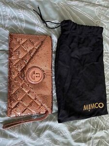 VINTAGE Mimco Limited Edition Rose Gold Molten Mesh Glomesh Envelope Clutch RARE