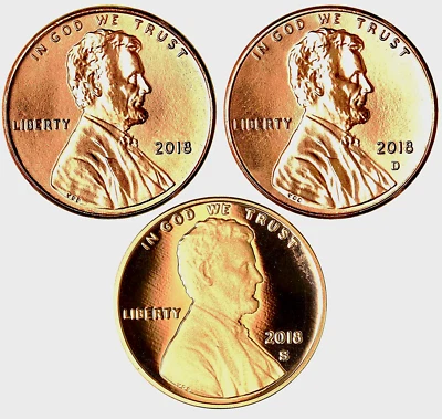 2018 P D S Lincoln Shield Cent 3 Coin Set - Image 1 of 2