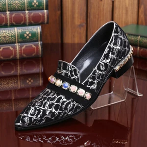 Moda Para hombres Discoteca Punta Zapatos Cuero Genuino Tacones Altos Zapatos de Vestir - Imagen 1 de 15