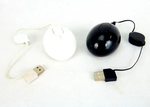 Mini USB Mouse, Retractable Cord, Programmable Button, Black or White, #US1004 - Picture 1 of 12