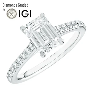 Women Solitaire Engagement Ring 1.25Ct IGI Certified Lab Grown Diamond Silver - Picture 1 of 14