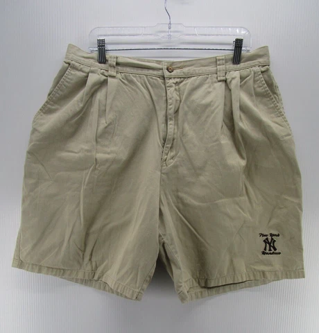 VINTAGE New York Yankees Shorts Men 38 Beige Lee Sport Chino Pleated 90s MLB * Cover