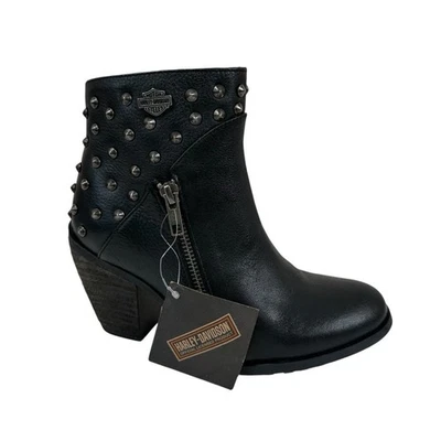 NUEVO Harley Davidson Wexford Botines Tacón Negro Mujer 5.5 Tachonado Motociclista Foto 1 de 4